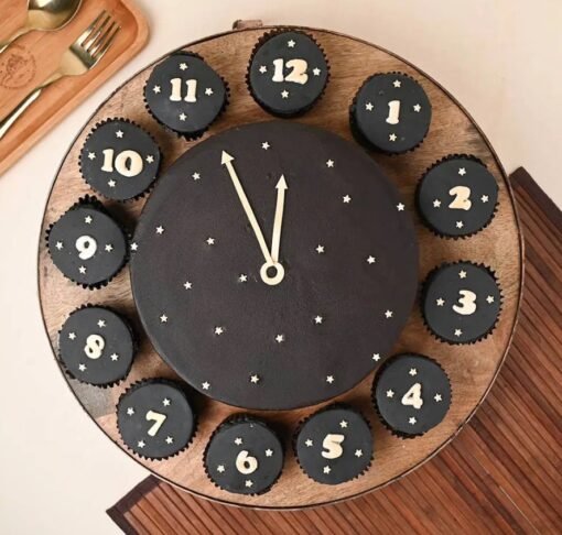 New Year Chocolate Clock Cake – A festive and delicious chocolate cake perfect for New Year’s Eve celebrations.