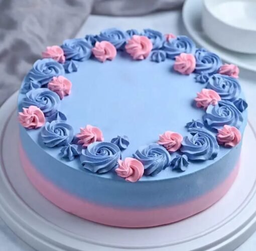 Beautifully designed round rose cream cake for special occasions