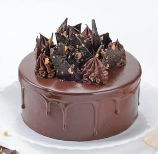 Close-up of Hazelnut Crunch Cake with layers of hazelnuts and a crispy, crunchy texture
