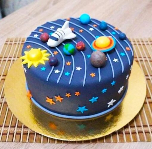 Astronomy-Inspired Designer Universe Fondant Cake – Perfect for Space Events