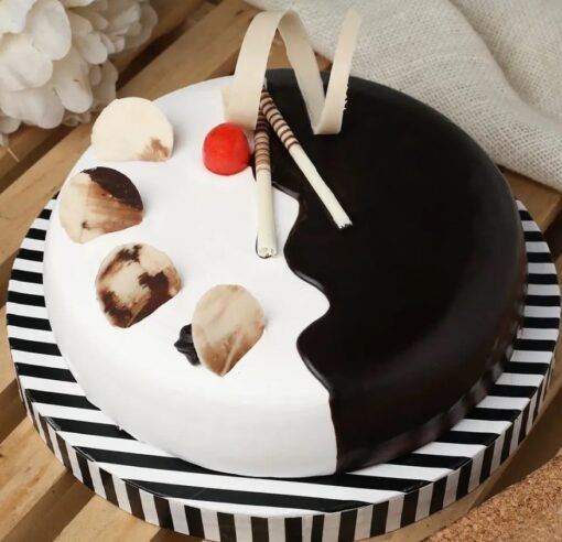 Chocolate Vanilla Cherry Topped Cake – Delicious Dessert for Any Occasion