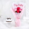 Decadent red velvet cake with smooth cream layers, elegantly crafted for a delightful surprise on any special occasion.