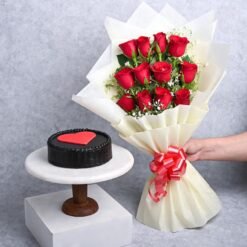 Elegant White Roses bouquet with a moist and flavorful pineapple cake, ideal for birthdays, anniversaries, and special occasions.