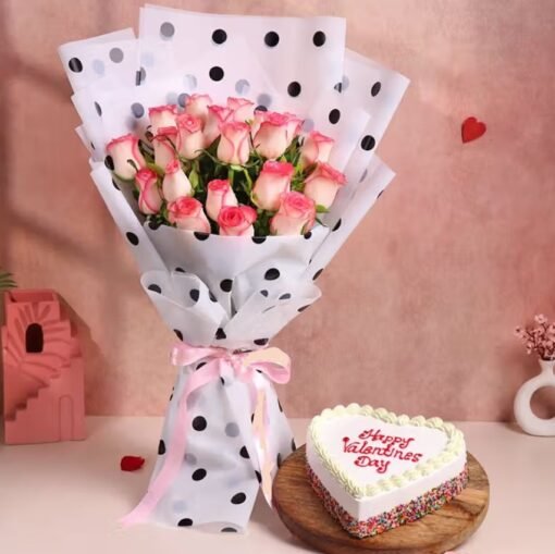 Velvet Roses & Sweet Indulgence gift set featuring fresh roses and gourmet sweets, ideal for anniversaries, Valentine's Day, and special occasions.