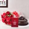 Scarlet Serenade Gift Box featuring red roses, premium chocolates, and elegant gifts, designed for anniversaries, Valentine’s Day, and love-filled moments.